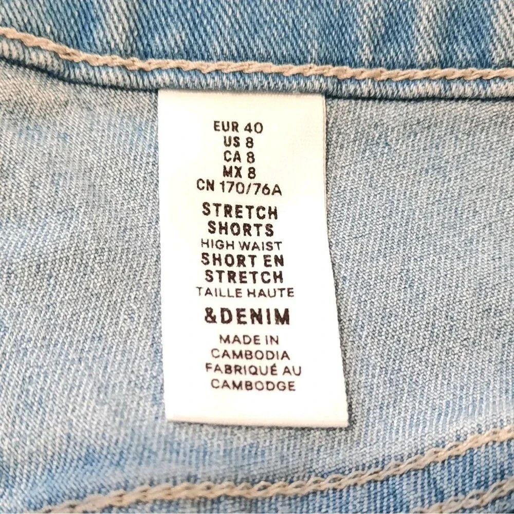 H&M High Waist Denim Shorts Medium Wash Stretch Jean Shorts Size 8 Festival